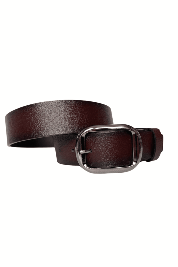 %100 Hakiki Deri, Siyah Nikel Tokalı Bordo Kadın Kot Kemeri 4 cm - Görsel 2
