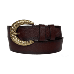 %100 Hakiki Deri, Gold Tokalı Bordo Kadın Kot Kemeri 4 cm