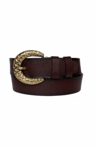 %100 Hakiki Deri, Gold Tokalı Bordo Kadın Kot Kemeri 4 cm