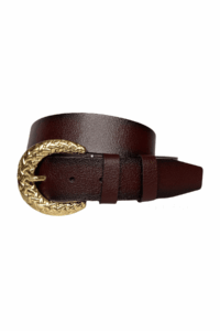 %100 Hakiki Deri, Gold Tokalı Bordo Kadın Kot Kemeri 4 cm - Görsel 2