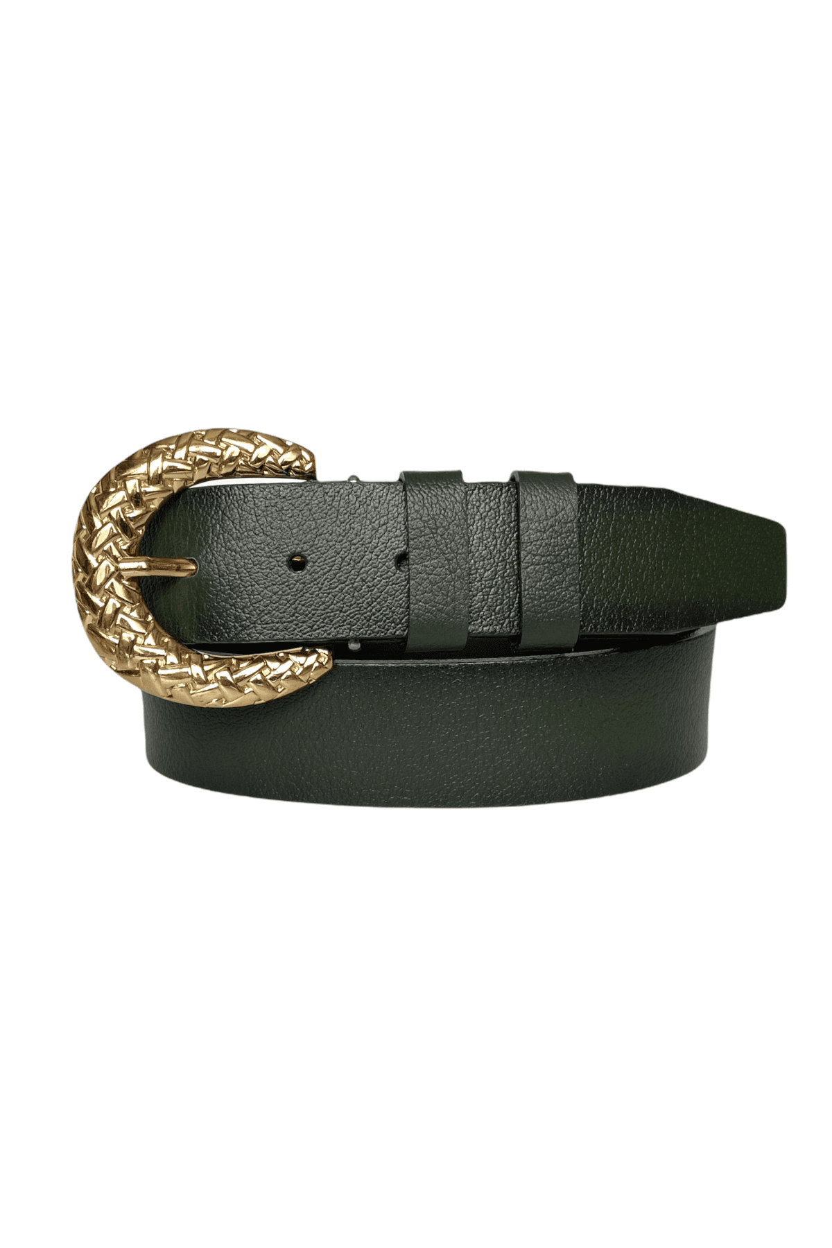 resized %100 Hakiki Deri, Gold Tokalı Yeşil Kadın Kot Kemeri 4 cm - Görsel 1