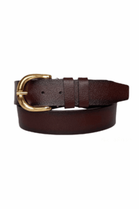 %100 Hakiki Deri, Gold Tokalı Bordo Kadın Kot Kemeri 4 cm - Görsel 2