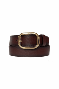 %100 Hakiki Deri, Gold Tokalı Bordo Kadın Kot Kemeri 4 cm