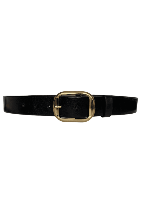 %100 Hakiki Deri, Gold Tokalı Siyah Kadın Kot, Spor Kemer 4 cm - Görsel 3