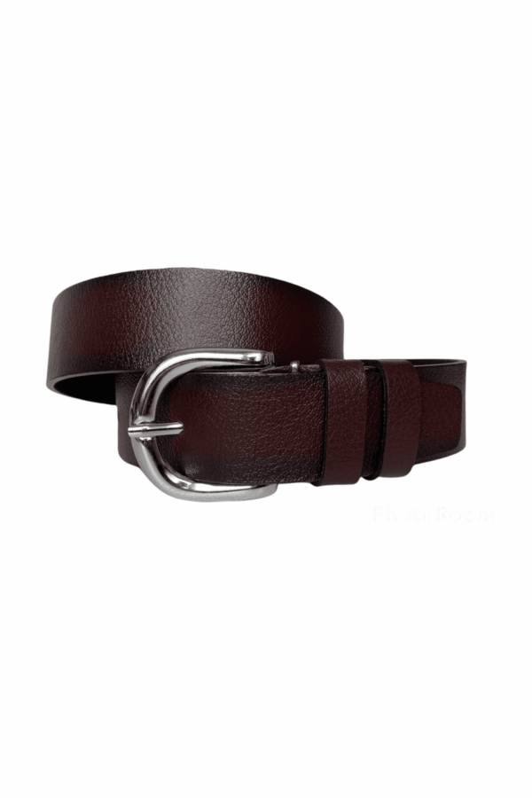 %100 Hakiki Deri, Gümüş Tokalı Bordo Kadın Kot Kemeri 4 cm - Görsel 3