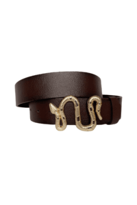 %100 Hakiki Deri, Gold Yılan Tokalı Bordo Kadın Kot Kemeri 4 cm - Görsel 2