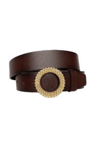 %100 Hakiki Deri, Gold Tokalı Bordo Kadın Kot Kemeri 4 cm - Görsel 2