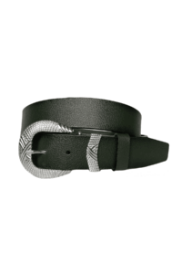 %100 Hakiki Deri, Gümüş Tokalı, Metal Köprülü Yeşil Kadın Kot Kemeri 4 cm - Görsel 2