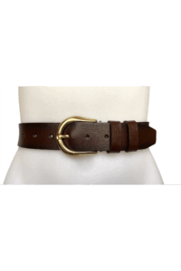 %100 Hakiki Deri, Gold Tokalı Koyu Kahverengi Kadın Kot Kemeri 4 cm - Görsel 3