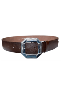%100 Hakiki Deri, Gümüş Tokalı Koyu Kahverengi Kadın Kot Kemeri 4 cm - Görsel 2
