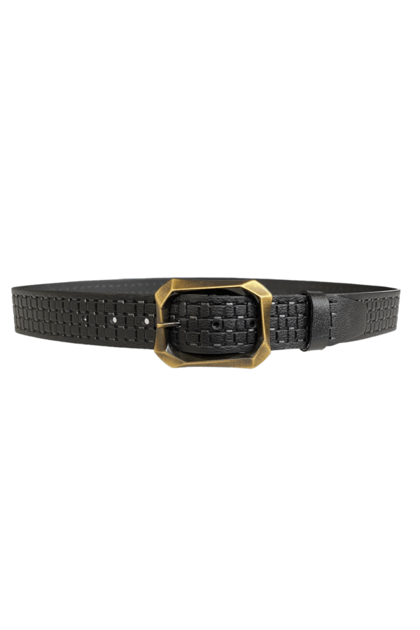%100 Hakiki Deri, Efsane Gold Fırçalı Tokalı, Siyah Kadın Kot Kemeri 4 cm - Görsel 4