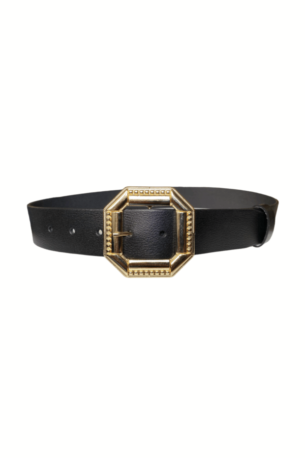 %100 Hakiki Deri, Gold Tokalı Siyah Kadın Kot Kemeri 4 cm - Görsel 2