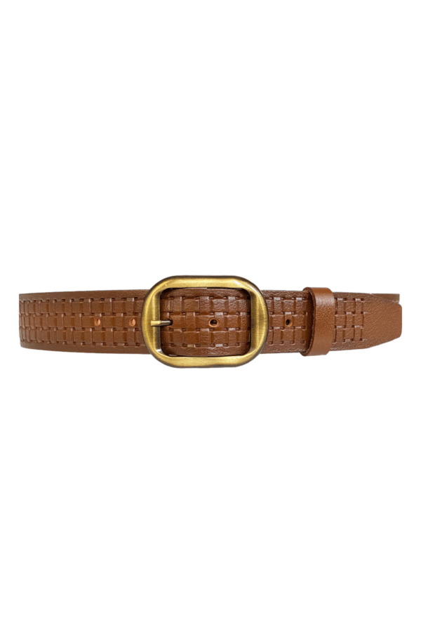 %100 Hakiki Deri, Efsane Gold Fırçalı Tokalı, Kahverengi Kadın Kot Kemeri 4 cm - Görsel 2