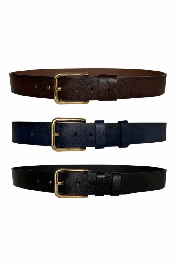 %100 Hakiki Deri 3'lü Set 4 cm Tek Parça Kadın Kot Kemeri Siyah, Lacivert, Koyu Kahverengi - Görsel 2
