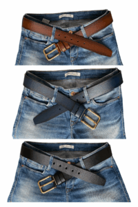 %100 Hakiki Deri 3'lü Set 4 cm Tek Parça Kadın Kot Kemeri Siyah, Lacivert, Kızıl Taba - Görsel 3