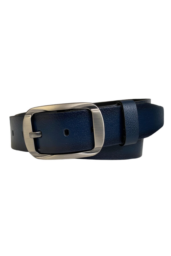%100 Hakiki Deri, Efsane Füme Oval Tokalı; Lacivert Kemer 4 cm - Görsel 4