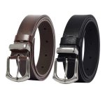 %100 Hakiki Deri Gümüş Tokalı, Metal Köprülü 2'li Set Siyah, Koyu Kahverengi Kadın Kemeri, 3 cm
