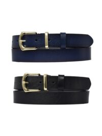 %100 Hakiki Deri Gold Tokalı, Metal Köprülü 2'li Set Siyah, Lacivert Kadın Kemeri, 3 cm - Görsel 5