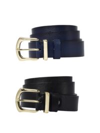 %100 Hakiki Deri Gold Tokalı, Metal Köprülü 2'li Set Siyah, Lacivert Kadın Kemeri, 3 cm - Görsel 6