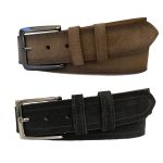 %100 Hakiki Deri 2'li Set Süet Vizon, Siyah Kemer 4 cm