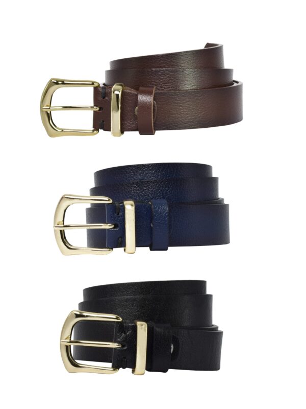 %100 Hakiki Deri 3'lü Set Siyah, Lacivert, Koyu kahverengi Kadın Kemeri, 3 cm - Görsel 6