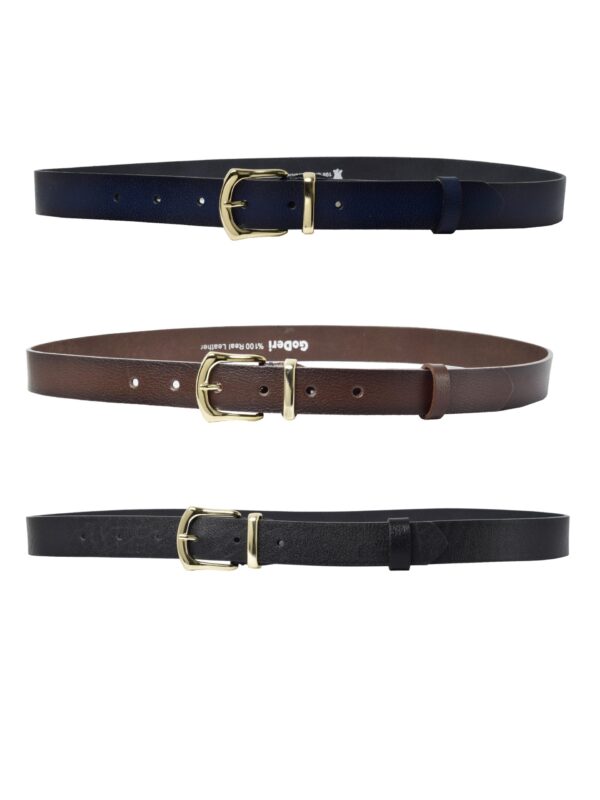 %100 Hakiki Deri 3'lü Set Siyah, Lacivert, Koyu kahverengi Kadın Kemeri, 3 cm - Görsel 7