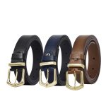%100 Hakiki Deri 3'lü Set Siyah, Lacivert, kahverengi Kadın Kemeri, 3 cm