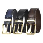 %100 Hakiki Deri 3'lü Set Siyah, Lacivert, Koyu kahverengi Kadın Kot Kemeri, 4 cm