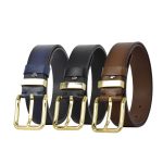 %100 Hakiki Deri 3'lü Set Siyah, Lacivert, kahverengi Kadın Kot Kemeri, 4 cm