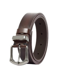 %100 Hakiki Deri Gümüş Tokalı, Metal Köprülü Koyu Kahverengi Kadın Kemeri, 3 cm