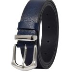 %100 Hakiki Deri Gümüş Tokalı, Metal Köprülü Lacivert Kadın Kemeri, 3 cm
