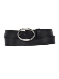 %100 Hakiki Deri Mat Gümüş Oval Tokalı Siyah İnce Kadın Kemeri, 3 cm - Görsel 4