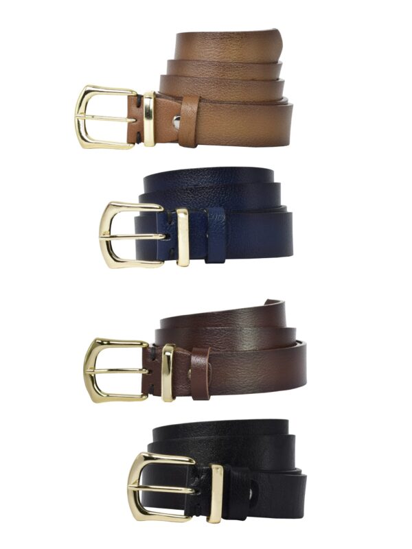 %100 Hakiki Deri Gold Tokalı, Metal Köprülü 4'lü Set Kadın Kemeri, 3 cm - Görsel 6