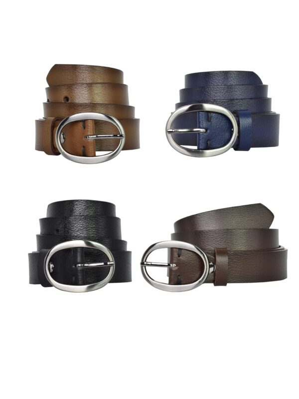 %100 Hakiki Deri Mat Gümüş Oval Tokalı 4'lü set Kadın Kemeri, 3 cm - Görsel 4