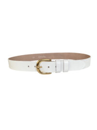 %100 Hakiki Deri, Gold Tokalı Beyaz Kadın Kot, Spor Kemer 4 cm - Görsel 4