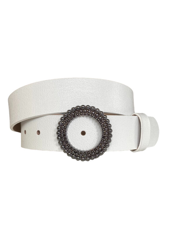%100 Hakiki Deri, Beyaz Nikel Tokalı Beyaz Kadın Kot, Spor Kemer 4 cm - Görsel 3