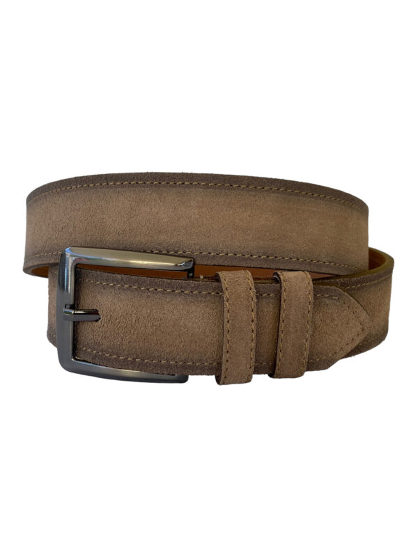 %100 Hakiki Deri Süet Vizon Rengi Kemer 4 cm - Görsel 3