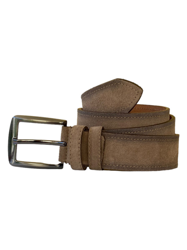 %100 Hakiki Deri Süet Vizon Rengi Kemer 4 cm - Görsel 5
