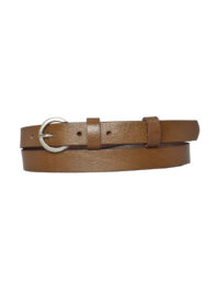 %100 Hakiki Deri, Gümüş Tokalı İnce 2 cm Açık Kahverengi Kadın Kemeri; Elbise, Pantolon Kemeri_kilt - Görsel 4