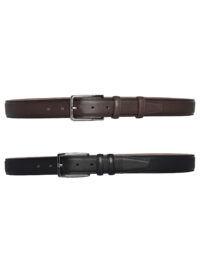 %100 Hakiki Deri, 2'li Set Siyah, Koyu Kahve Dikişli Nokta Baskılı Kumaş Pant. Kemeri 3.5 Cm_noktalı - Görsel 4