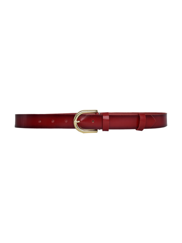 %100 Hakiki Deri, Gold Tokalı 3 Cm Kırmızı Kadın Kemeri; Elbise, Pantolon Kemeri=3cm-kdn-22 - Görsel 5