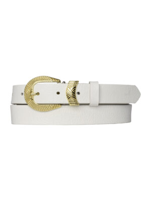 %100 Hakiki Deri Gold Tokalı Süt Beyaz Ince Kadın Kemeri, 3cm=3cm-kdn-27