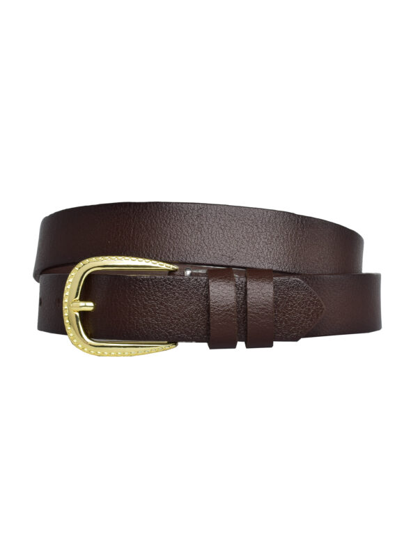 %100 Hakiki Deri, Gold Tokalı 3 Cm Koyu Kahverengi Kadın Kemeri; Elbise, Pantolon Kemeri=3cm-kdn-31 - Görsel 5