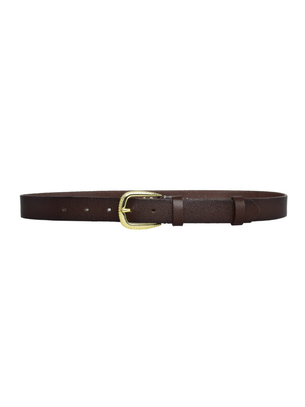 %100 Hakiki Deri, Gold Tokalı 3 Cm Koyu Kahverengi Kadın Kemeri; Elbise, Pantolon Kemeri=3cm-kdn-31 - Görsel 6
