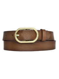 %100 Hakiki Deri, Gold Oval Tokalı 3 Cm Kahverengi Kadın Kemeri; Elbise, Pantolon Kemeri=3cm-kdn-32
