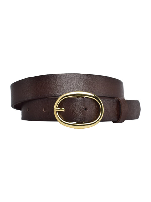 %100 Hakiki Deri, Gold Tokalı 3 Cm Koyu Kahverengi Kadın Kemeri; Elbise, Pantolon Kemeri=3cm-kdn-36 - Görsel 4