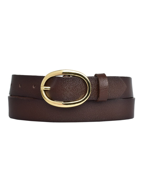 %100 Hakiki Deri, Gold Tokalı 3 Cm Koyu Kahverengi Kadın Kemeri; Elbise, Pantolon Kemeri=3cm-kdn-36 - Görsel 6