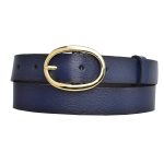 %100 Hakiki Deri, Gold Oval Tokalı 3 Cm Lacivert Kadın Kemeri; Elbise, Pantolon Kemeri=3cm-kdn-36