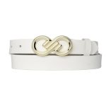 %100 Hakiki Deri, Gold Tokalı 3 Cm Süt Beyaz Kadın Kemeri; Elbise, Pantolon Kemeri=3cm-kdn-43