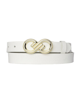 %100 Hakiki Deri, Gold Tokalı 3 Cm Süt Beyaz Kadın Kemeri; Elbise, Pantolon Kemeri=3cm-kdn-43